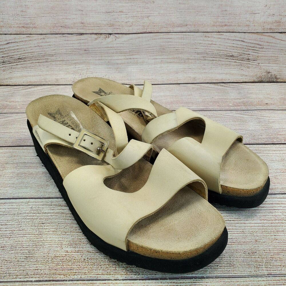 Mephisto Hannel Slide Sandals Cream Leather Air Relax Womens EU 40 US 9.5